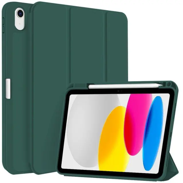 Θήκη 3-Fold Smart Leather με Pen Slot για iPad 10.9"/ iPad 11 2025 -Σκούρο Πράσινο OEM