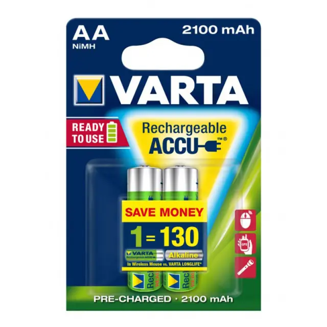 Μπαταρία Επαναφορτιζόμενη Varta AA 2100mAh NiMH 1.2V Ready2Use Plastic Free (2 τεμ.) N25762
