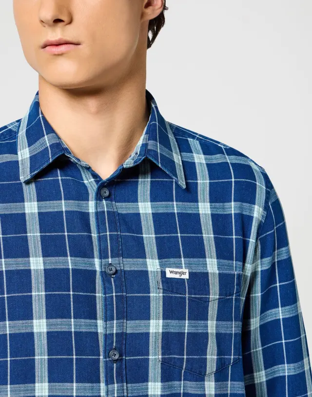 Wrangler Ανδρικό Πουκάμισο Καρό Μακρυμάνικο 112357231 Βαμβακερό Regular-Fit – Green Indigo - XXL 3