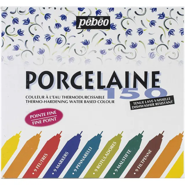 Σετ Pebeo Porcelaine Μαρκαδόροι Πορσελάνης, 9 Χρώματα 0.7mm