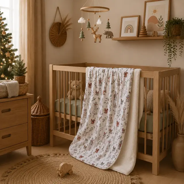 Grandes Suenos χειμερινή κουβέρτα polar fleece Winter Animals 75x100cm