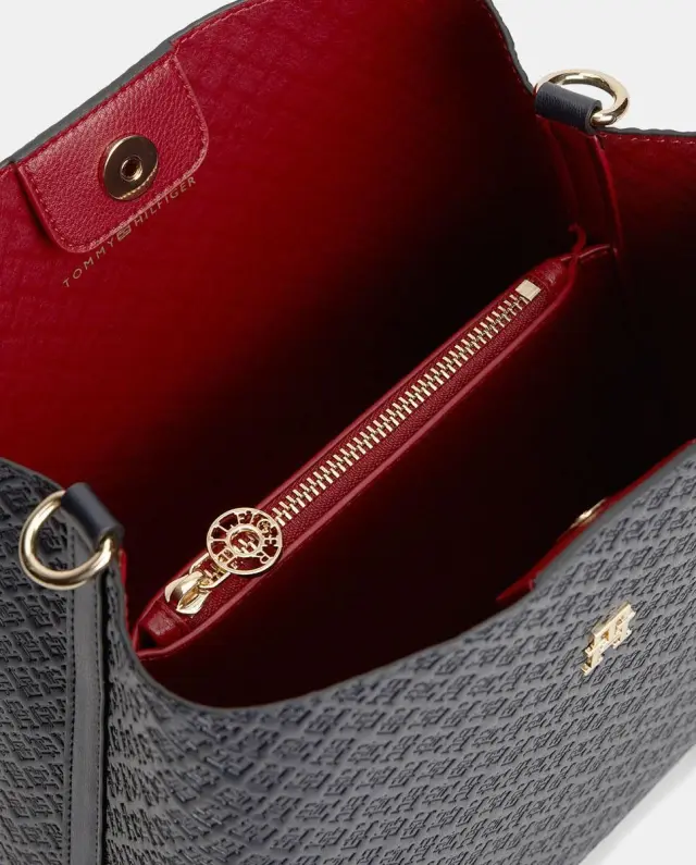 Tommy Hilfiger Γυναικείο Μεσαίο Τσαντάκι Ώμου TH Icon Shoulder Bag Monogram Μπλε 3