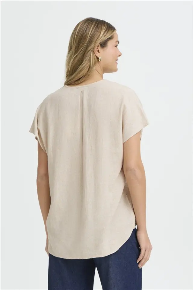 Μπλούζα λινή με V λαιμόκοψη, FRJETT BL 1, Fransa - XXL 3