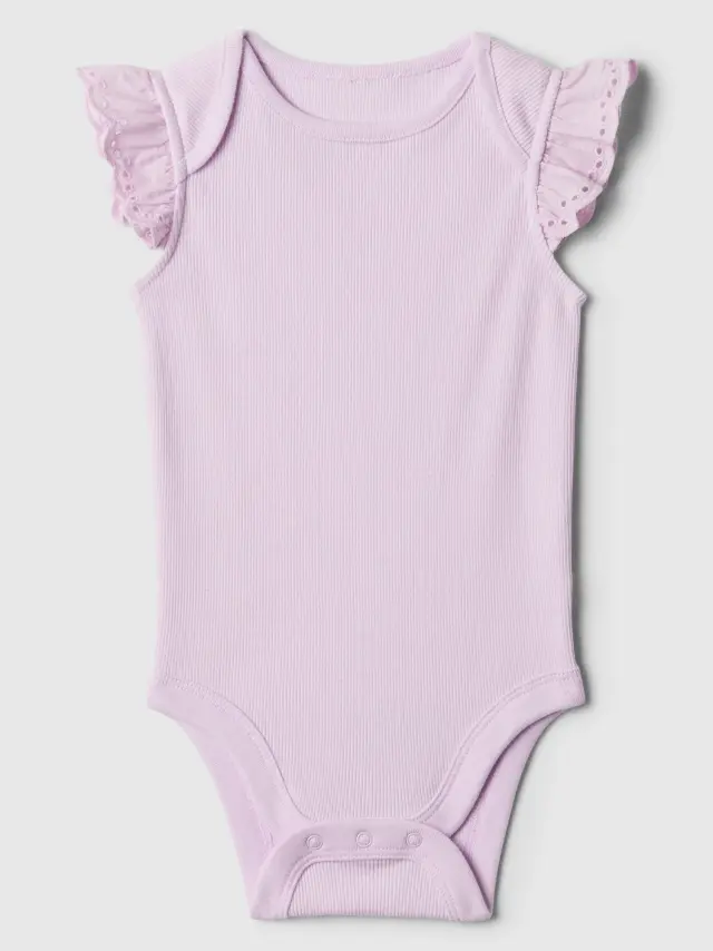 Βρεφικό Ribbed Flutter Sleeve Κορμάκι purple lilac - 6-12M
