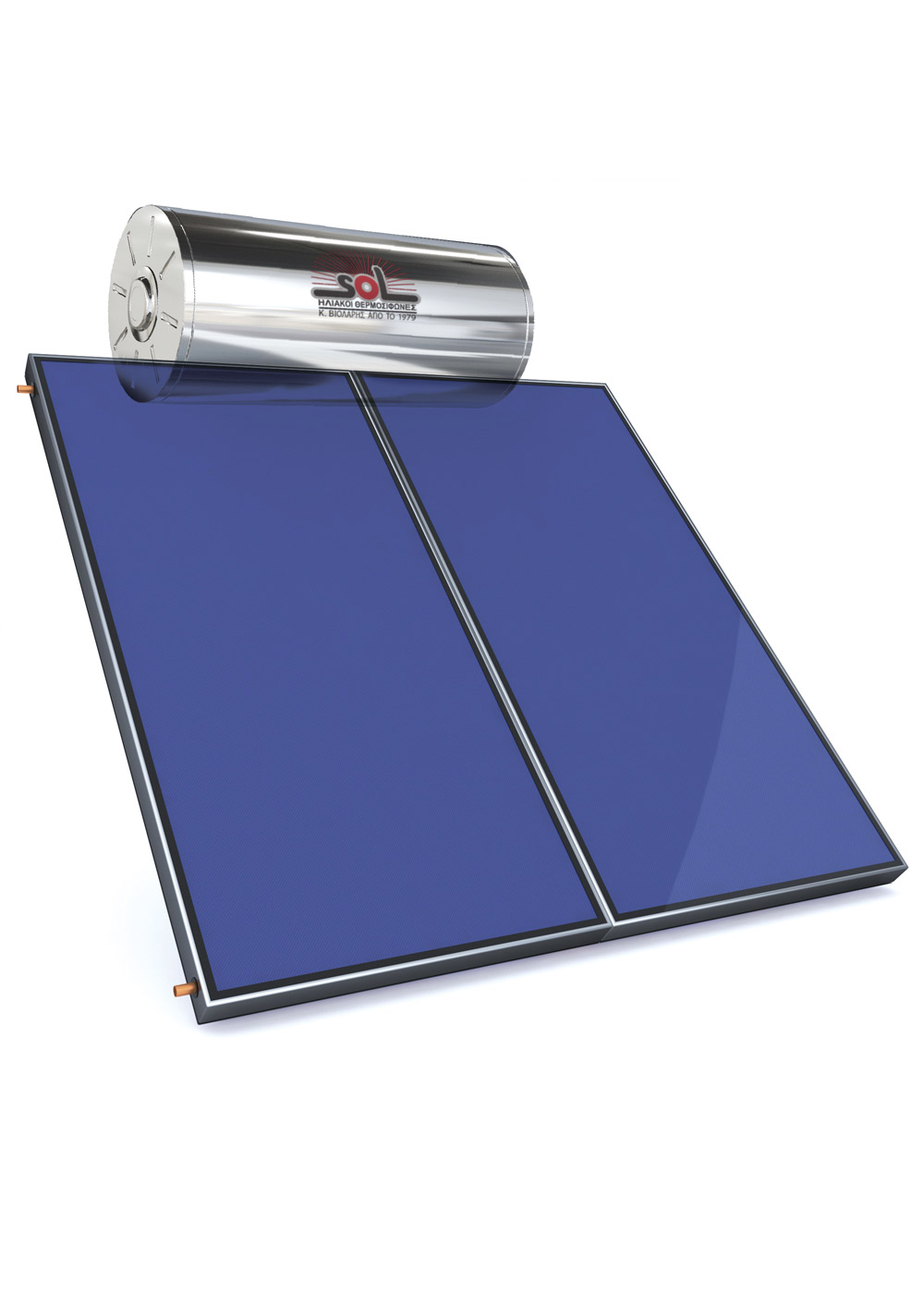 Ηλιακός Θερμοσίφωνας SOL-Violaris 160lt/3.0m² Glass/Inox Επιλεκτικός Τιτανίου FULL PLATE (Διπλό Πάνελ) Διπλής Ενέργειας