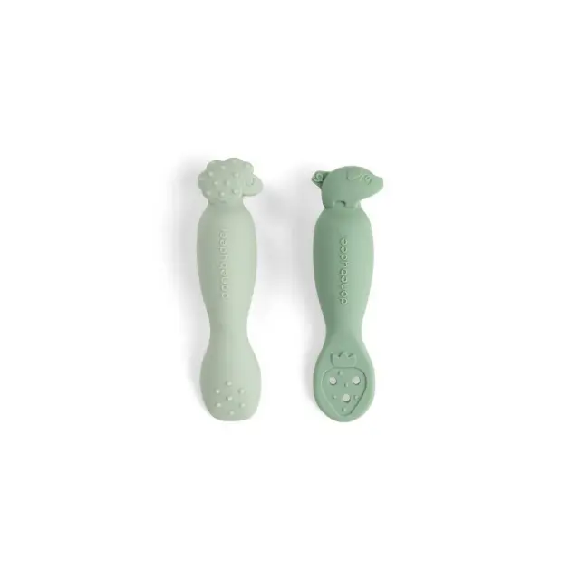 Εκπαιδευτικά Κουτάλια Σιλικόνης Done By Deer Tiny Farm Green +0m BR79983 2