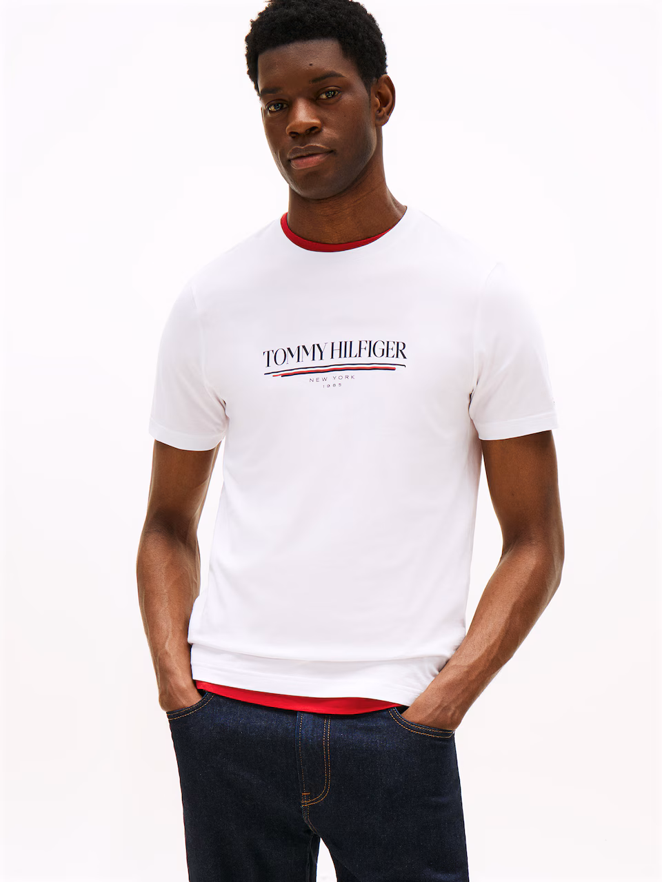 Tommy Hilfiger Ανδρική Λευκή Μπλούζα με λαιμόκοψη Άσπρο