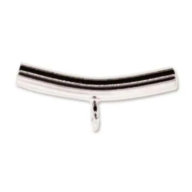 Σωληνάκι Κυρτό 26mm με Κρίκο - Silver Plated - 6τεμ