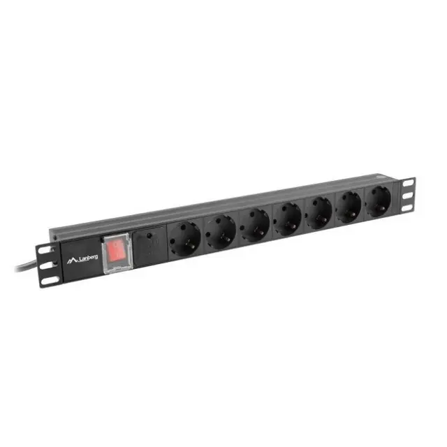 Lanberg Πολύμπριζο Ασφαλείας 7x Schuko 2m Black (PDU-07F-0200-IEC-BK)