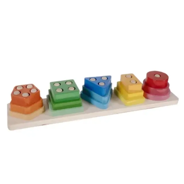 Ξύλινο Εκπαιδευτικό Puzzle Sorter Σχημάτων 5 Βασικά Σχήματα & 15 Τεμάχια Ανθεκτικό Ξύλο 2