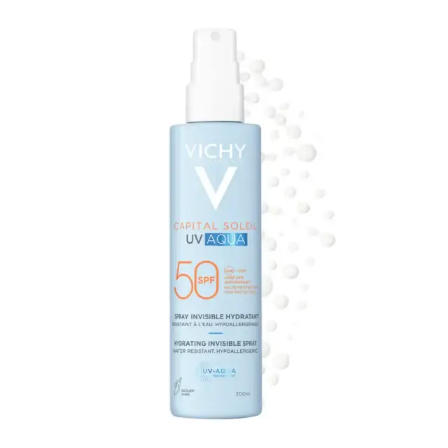 Vichy Capital Soleil UV-Aqua Invisible Spray SPF50, Αντηλιακό Ενυδατικό Γαλάκτωμα Σώματος 200ml