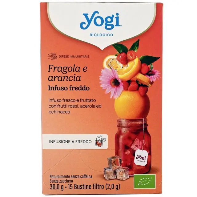 YOGI TEA Cold Brew Φράουλα και Πορτοκάλι Βιολογικό Αφέψημα Βοτάνων Χωρίς Καφεΐνη 30g, 15 φακελάκια