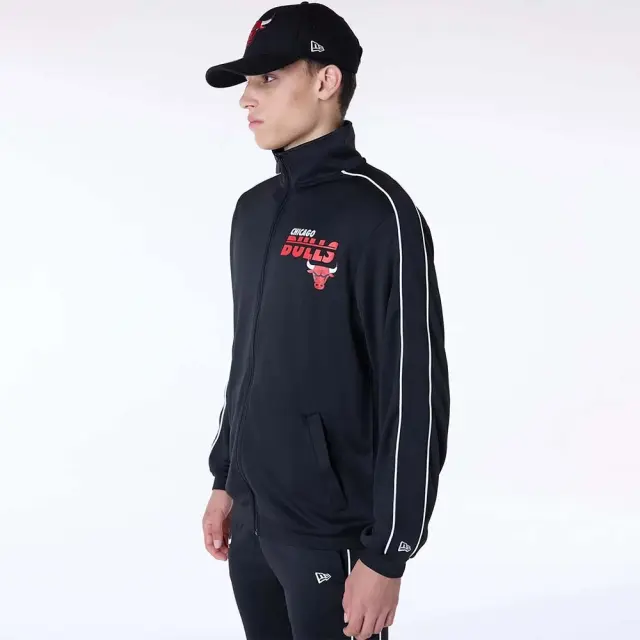 New Era Men's NBA Chicago Bulls Track Top Μαύρο - Κόκκινο 60596238 (New Era) 2