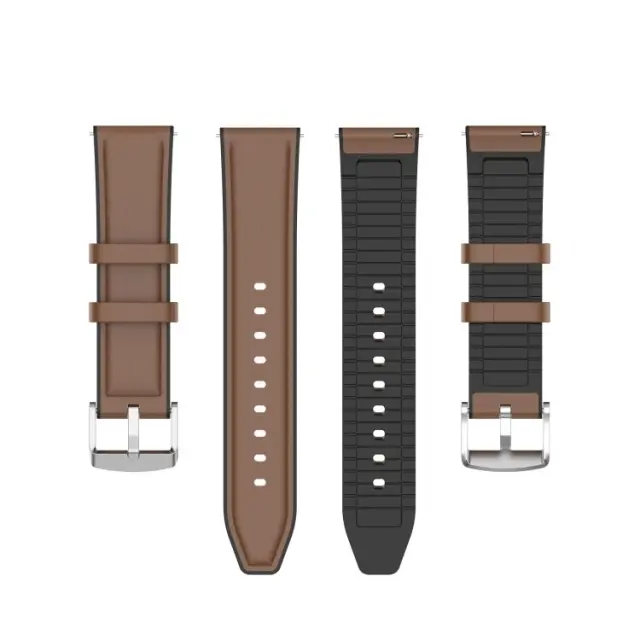 Δερμάτινο Λουράκι Με Εσωτερικό Σιλικόνης Leather Silicone Band για Samsung Galaxy Watch 41mm Fits All 20mm - Καφε ΟΕΜ 2