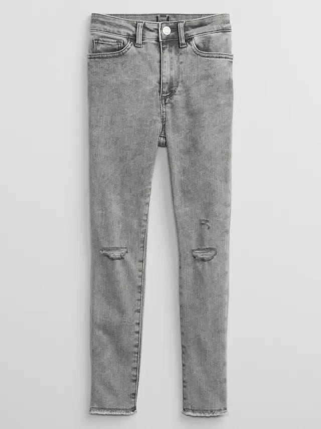 Γκρι Παιδικό High Rise Destructed Ankle Jegging Παντελόνι με Washwell gray wash