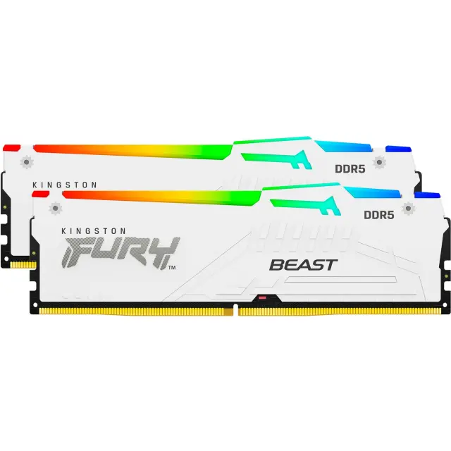 Kingston DIMM 64 GB DDR5-6000 (2x 32 GB) Dual-Kit (white, KF560C30BWEAK2-64, FURY Beast RGB, INTEL XMP, AMD EXPO)