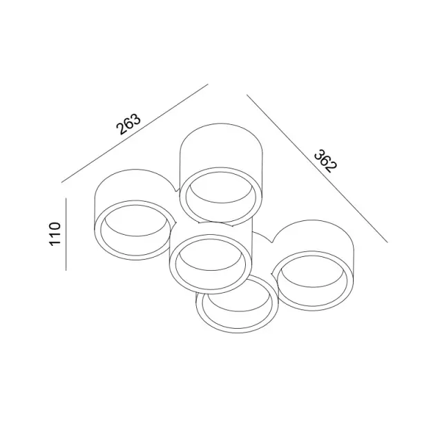 AcaLights ΓΥΨΙΝΟ 5 ΣΤΡΟΓΓΥΛA Φ/Σ ΟΡΟΦΗΣ ΦΥΣΙΚΟ 370*240*150 GENI 5*GX53 3