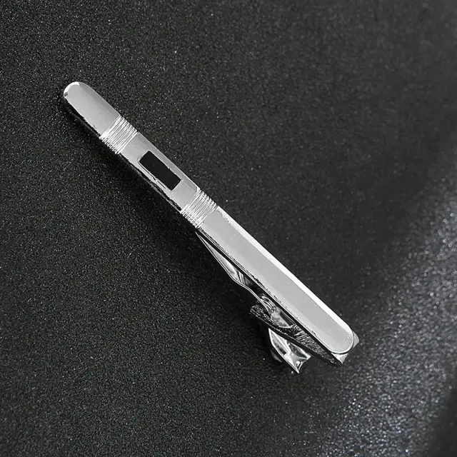 Ασημί Μαύρο Κλιπ Γραβάτας 6 cm με Σμάλτο – LGD-TC/52/ENAMEL 3