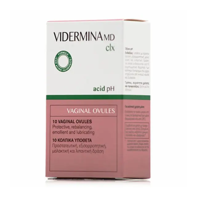 Epsilon Health Vidermina CLX Vaginal Ovules Κολπικά Υπόθετα με Αντιμικροβιακή Δράση 10x3gr 2