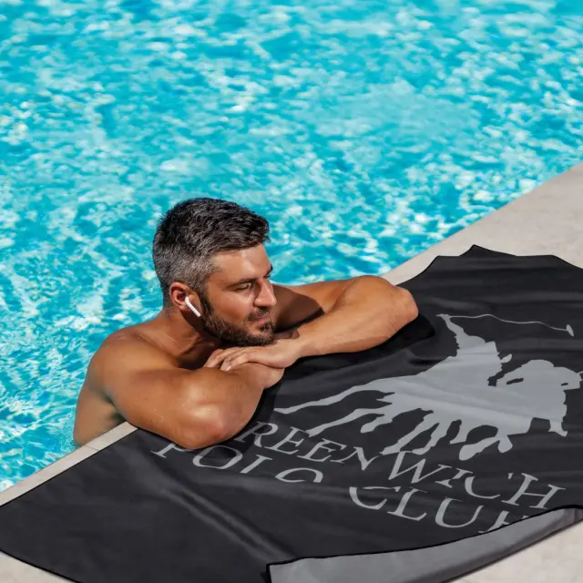 Πετσέτα Θαλάσσης 80x170 Greenwich Polo Club Micro Prints 5214 Black-Grey 100% Microfiber 3