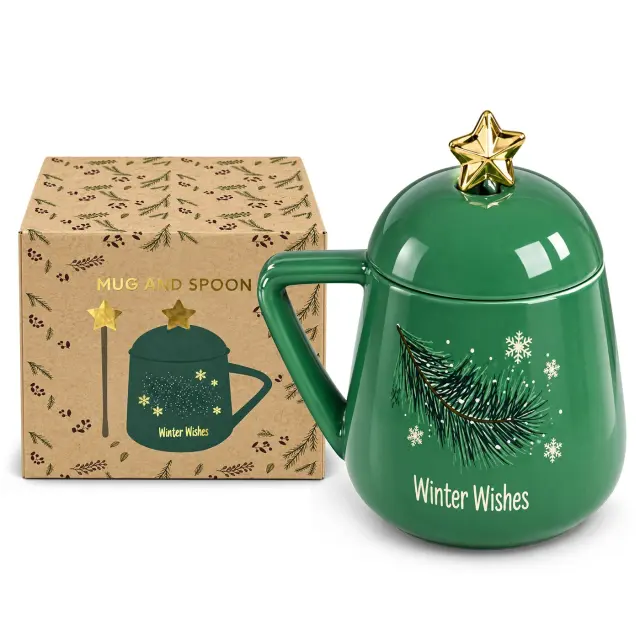 Κούπα Πορσελάνης Xmas με Καπάκι 14x9,5cm 400ml Xmasfest 1133998