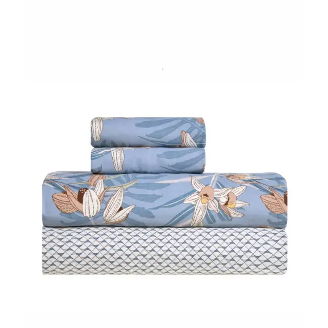 Σετ Σεντόνια Υπέρδιπλα 4 Τεμαχίων Kentia Sumela 32 Blue-Beige-Green-Yellow 240x270 3