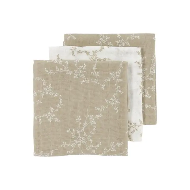 Σετ 3 Λαβέτες / Μουσελίνες Branches Sand (30x30 εκ.) - Meyco