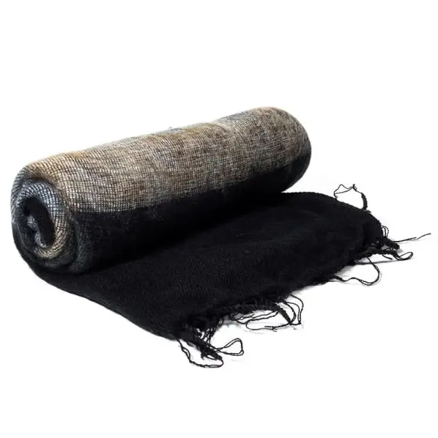 Σάλι Διαλογισμού Μαύρη με Ρίγες – Meditation Shawl Black 200x80cm