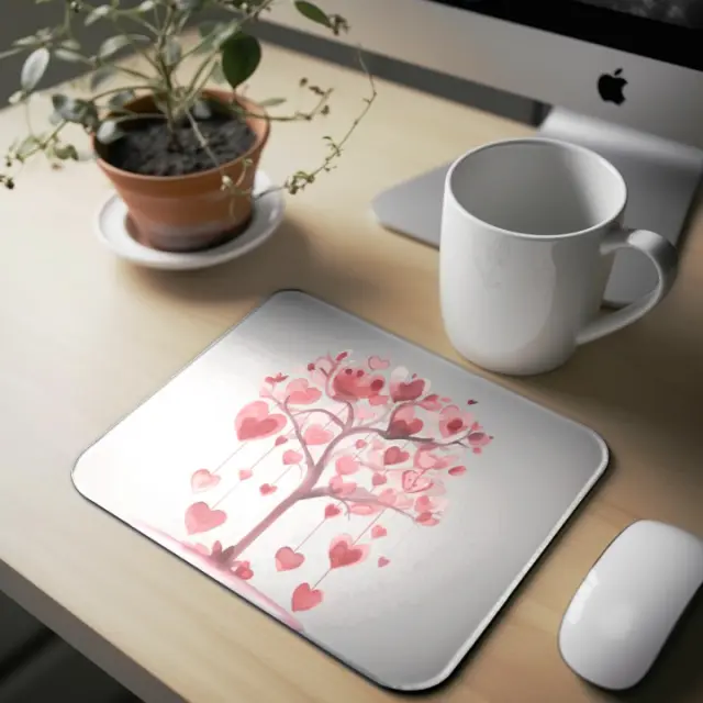 Mousepad ( tree with hearts 08 ) Διαστάσεις: 23cm(μήκος) x 20cm (ύψος)