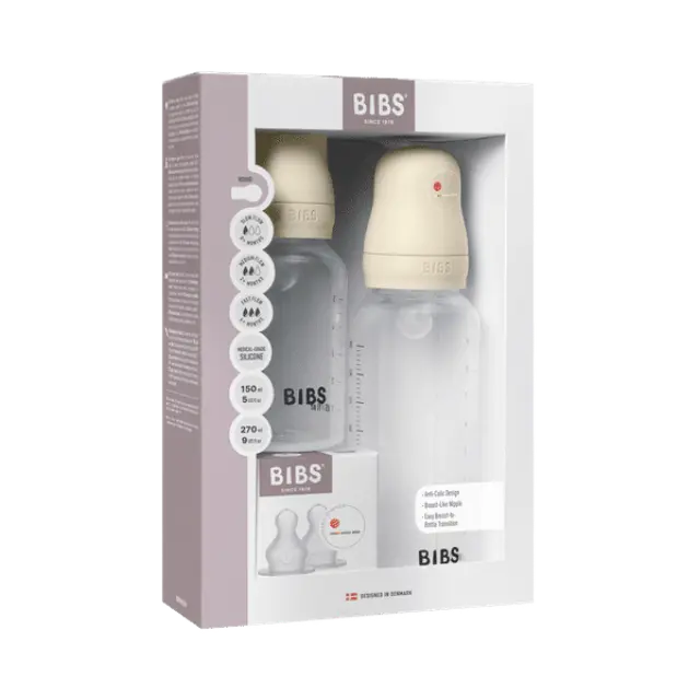 Bibs Σετ Πλαστικά Μπιμπερό 2Τμχ 150ml & 270ml – Σιλικόνη Ivory