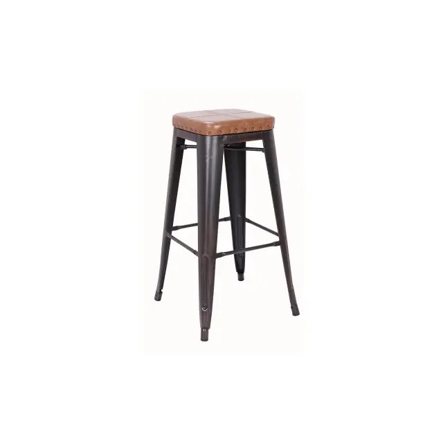 Σκαμπώ Bar RELIX Μέταλλο/PU Camel 43x43x78cm