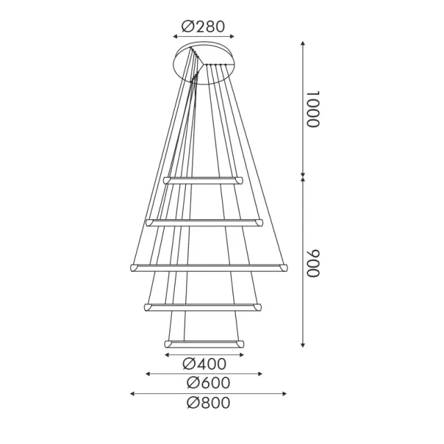 HARMONY-ΦΩΤΙΣΤΙΚΟ ΚΡΕΜΑΣΤΟ ΜΑΥΡΟ ΑΛΟΥΜΙΝΙΟΥ LED SMD 80W CCT 6400LM IP20 Φ800X1900MM / HM23LEDP5BKCCT 2