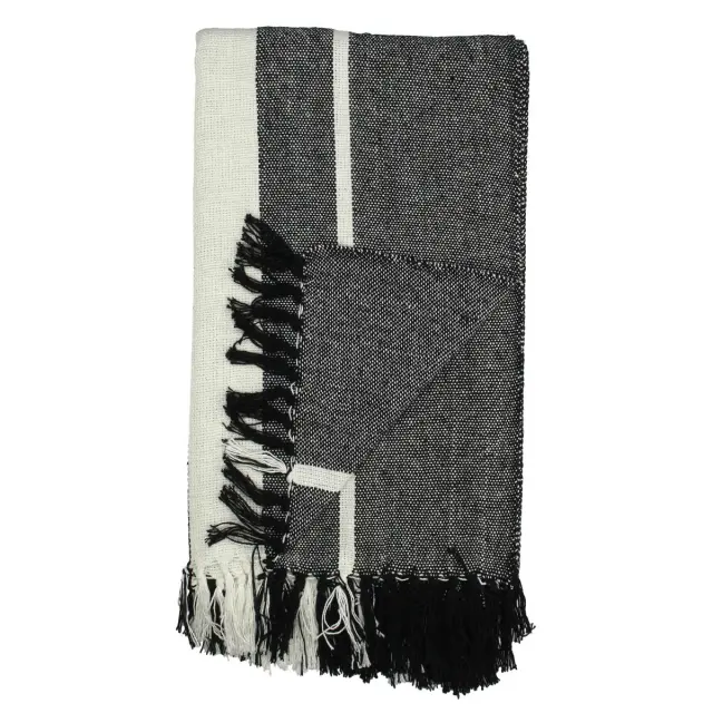 Ριχτάρι Ριγέ Μαύρο Βαμβακερό 130x170cm 2