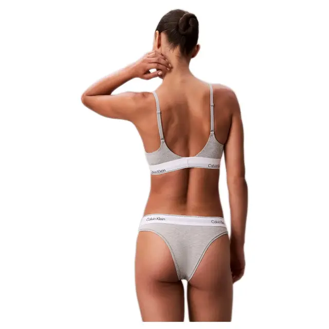 Calvin Klein Γυναικείο Σουτιέν Push Up Plunge - Icon Cotton Modal, Χρώμα Γκρι 3