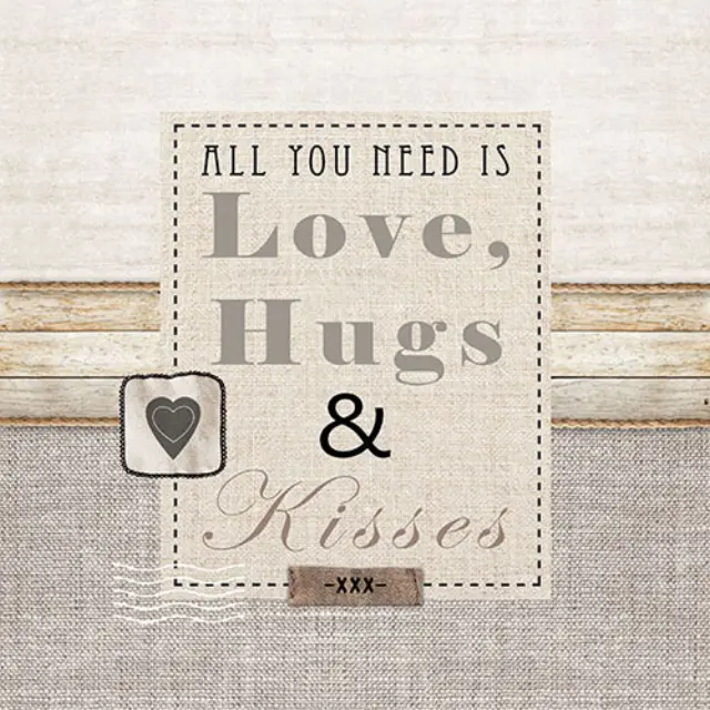 Χαρτοπετσέτα για Decoupage, Love,Hugs & Kisses, 1 τεμ