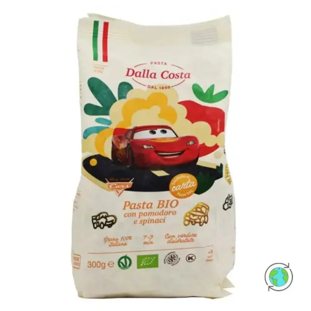 Βιολογικά Παιδικά Τρίχρωμα Ζυμαρικά Disney Cars - Όλα Bio - 300gr 8016419400395