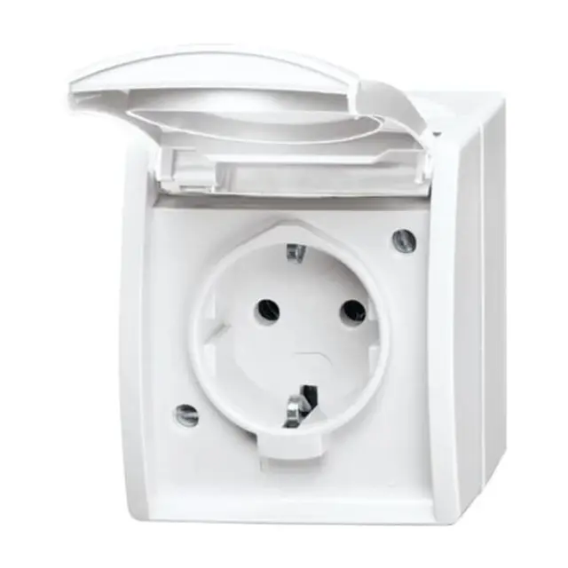 Socket Outlet ocean 20 EW-54-500 SCHUKO 16A IP44 Hinged Lid White