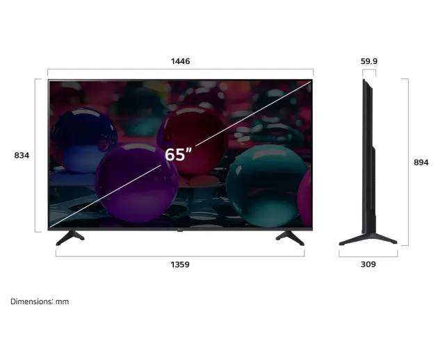 Smart TV 65'' LG 65UA73003LA (2025) - Ανάλυση 4K Ultra HD (3840 x 2160) - α7 AI Processor 4K Gen8 - Filmmaker mode™ - HDR10 - DVB-T2/T, DVB-C, DVB-S2/S - 3x HDMI, 2x USB, Wi-Fi, Bluetooth - Black 65UA73003LA 3