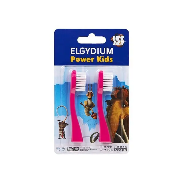 Elgydium Power Kids Ice Age Ανταλλακτικές Κεφαλές Οδοντόβουρτσας Ροζ 2pcs