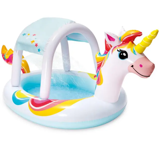 Φουσκωτή πισίνα Unicorn Spray Intex παιδική, χωρητικότητας 130lt, 254x132x109cm I03403970