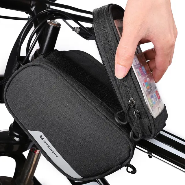 Wozinsky frame bike bag + detachable phone cover up to 6.5 "1.5l black (WBB7BK) 3