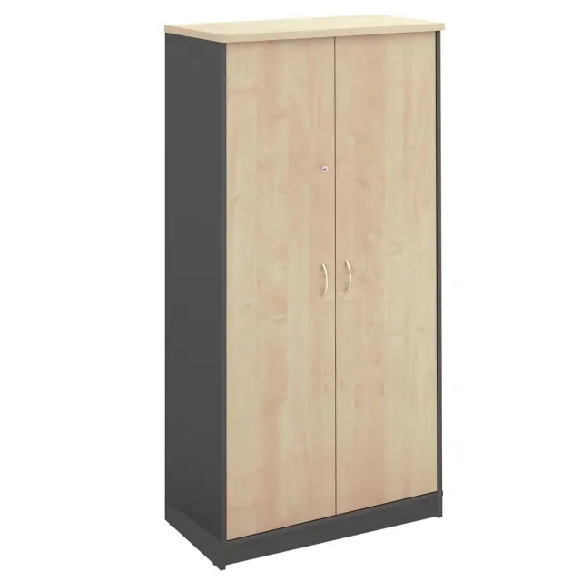 Ντουλάπα Γραφείου Δίφυλλη 4 Ράφια Dark Grey/Beech Μελαμίνη 80x40x172cm