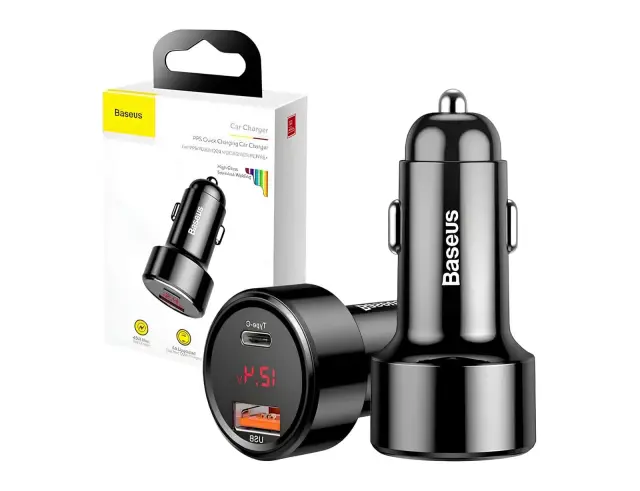 Φορτιστής Αυτοκινήτου Baseus Magic USB, USB-C με Βολτόμετρο - 45W - Μαύρο CCMLC20C-01