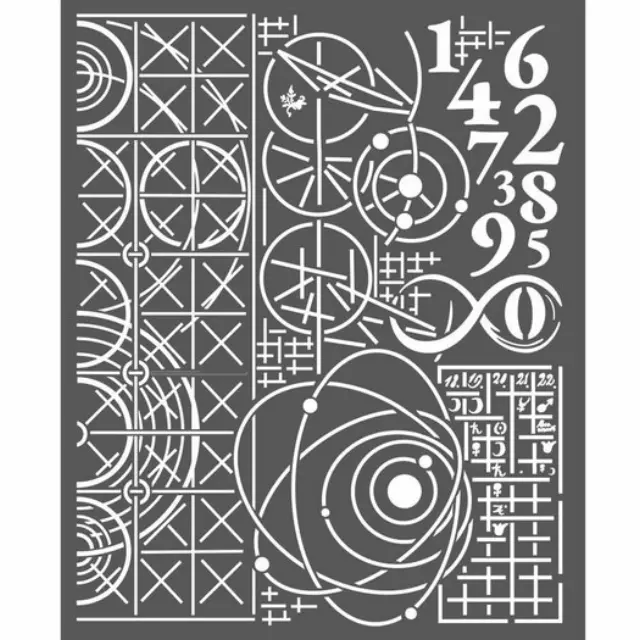 Thick Stencil 20x25cm, Stamperia, Cosmos astronomy and numbers