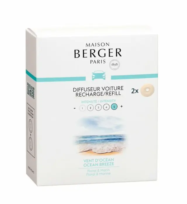 Maison Berger Paris Car Diffuser Refill Σετ 2 Κεραμικών Ανταλλακτικών αρωματισμού Αυτοκινήτου Ocean Breeze 2