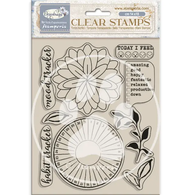 Σφραγίδα Stamperia 14×18 cm, Create Happiness Dewdrops, Habit tracker