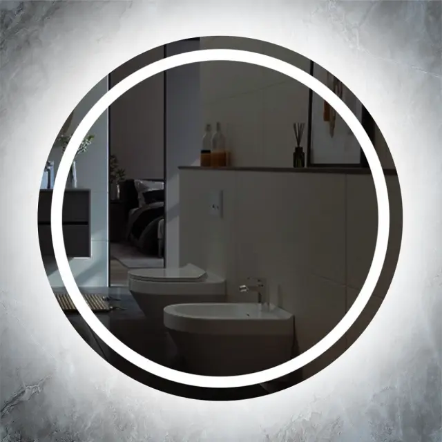 Stewehome Στρογγυλός Καθρέπτης LED Μπάνιου με Κομψό Design Ø75cm 2