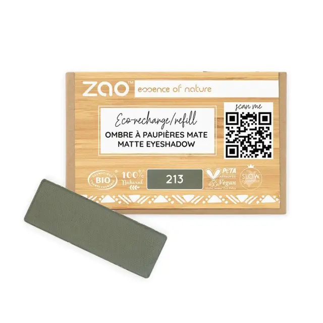 Zao Organic Eyeshadow Rectangle Matte – Βιολογική Ματ Σκιά Ματιών (Ανταλλακτικό) - 213 Matt Army Green