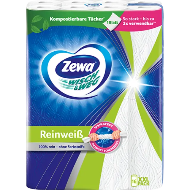 Zewa Wipe And Go Pure White Strong Χαρτι κουζινας XXL Pack 16 ρολλα χ 45 φυλλα