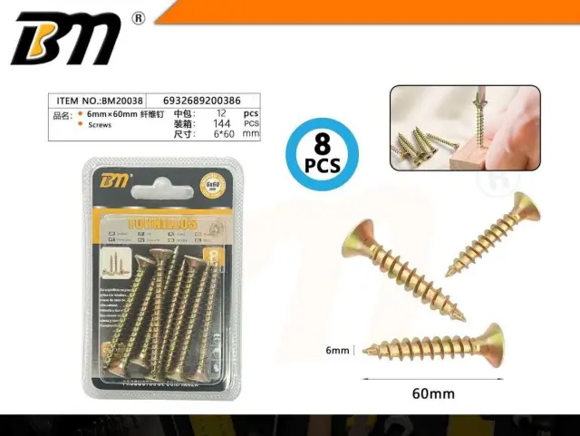 Ξυλόβιδες - 6mm×60mm - Σετ 12 πακέτα των 8 τεμαχίων - 200386 2